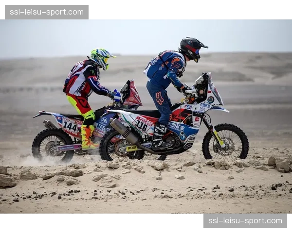 特写：达喀尔拉力赛最后一个赛段，冠军车手与领航员的拥抱